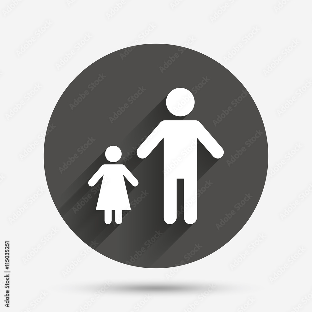 One-parent family with one child sign icon. One-parent family with one child sign icon.