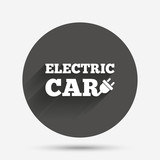 Electric car sign icon. Electric vehicle symbol