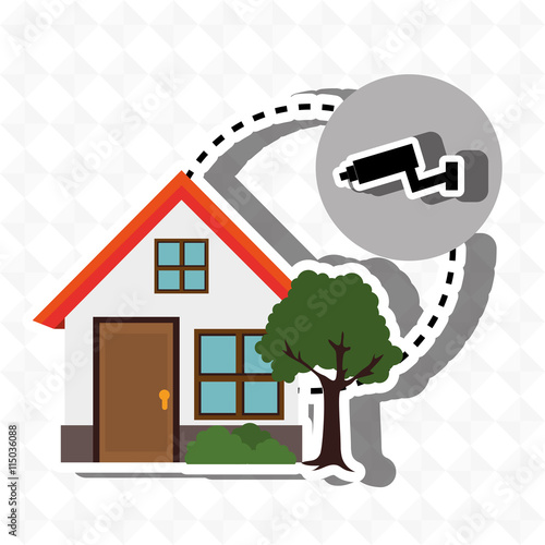 smart home with camera cctv isolated icon design, vector illustration graphic 