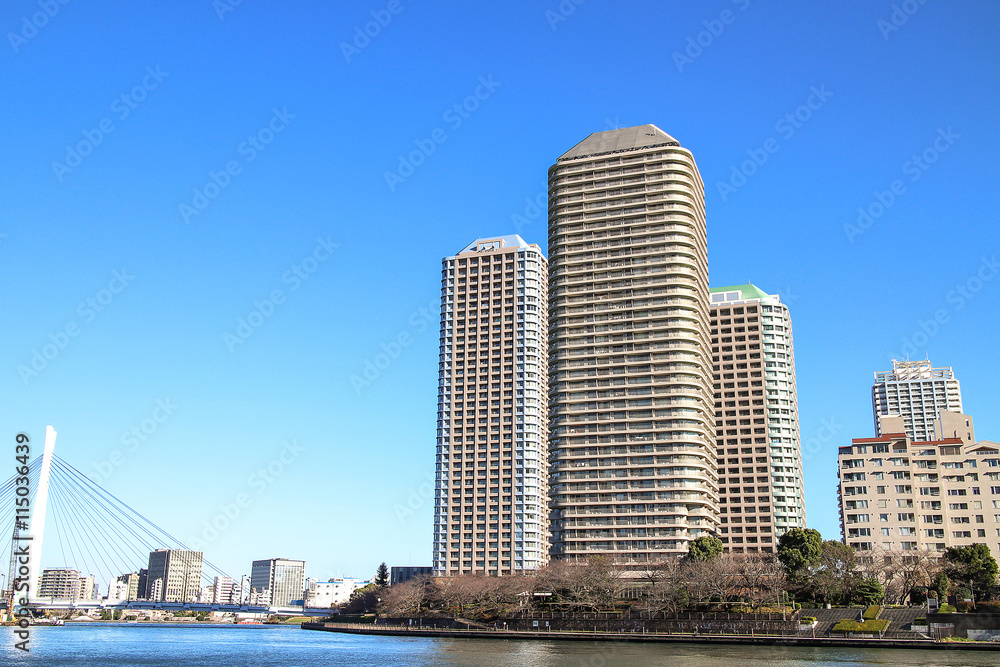 隅田川と高層マンション
