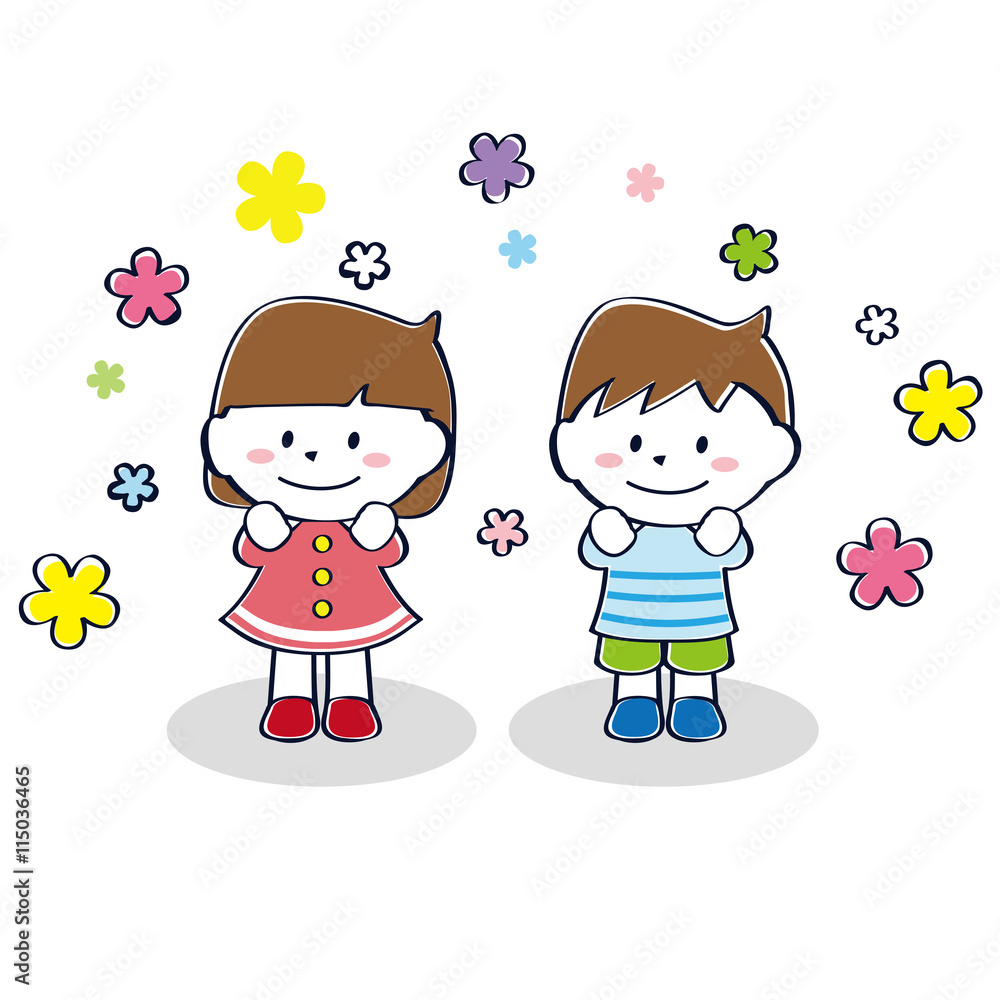 かわいい子供　男女