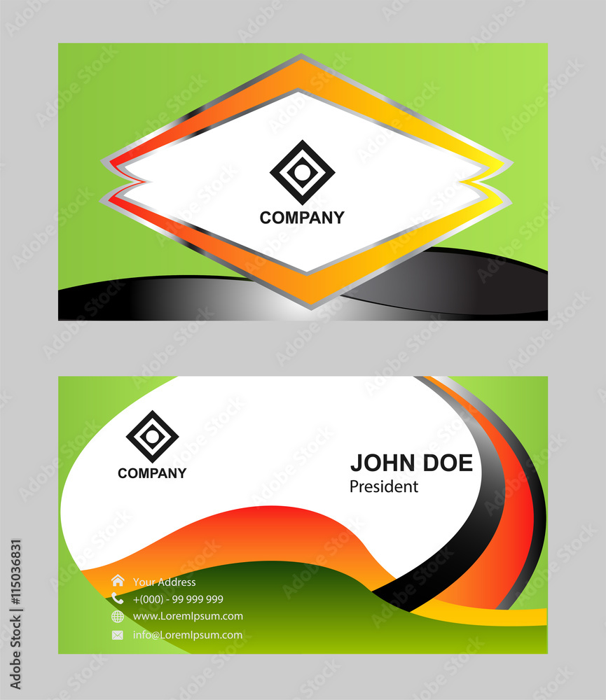 Fototapeta premium Business card with design elements on orange background