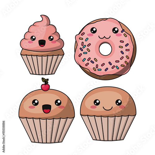 cupcake character isolated icon design