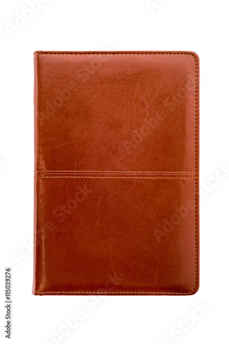 Leather notebook isolated on white background with clipping path
