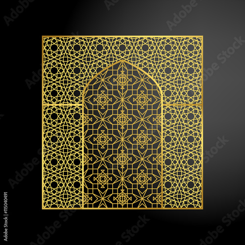 Oriental golden gate or moroccan arch. Vector illustration