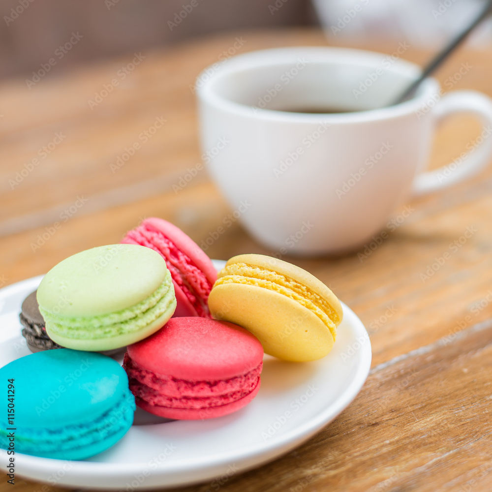 Macaroons on wood table Macaroons on wood table