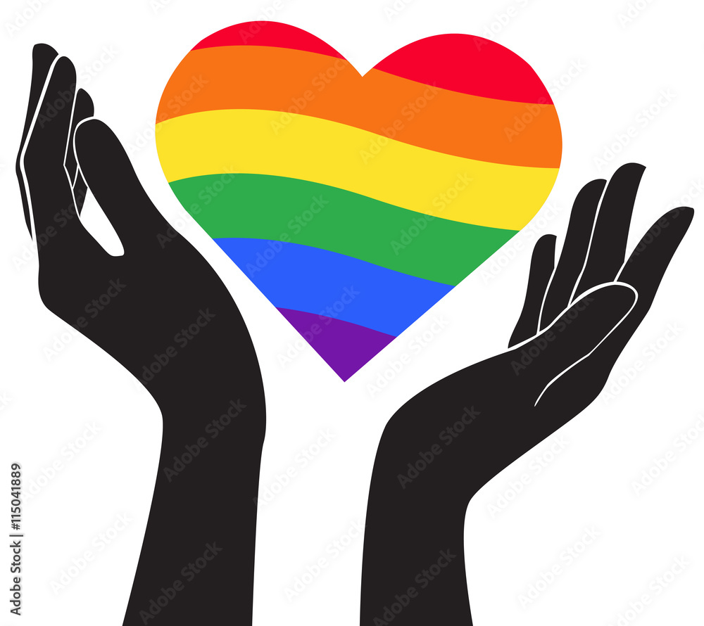 hand holding heart rainbow flag LGBT symbol vector EPS10 Stock Vector ...