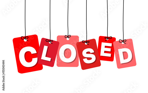 Vector colorful hanging cardboard. Tags - closed