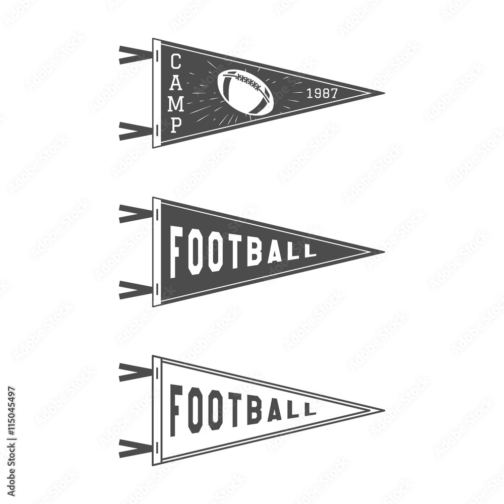 College Football Pennant Flags Set. Football pendant Icons. University ...