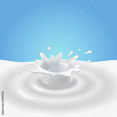 Realistic splashing milk isolated
