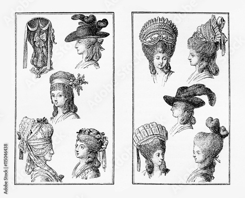 Hair style and head dressing in Berlin XVIII century photo