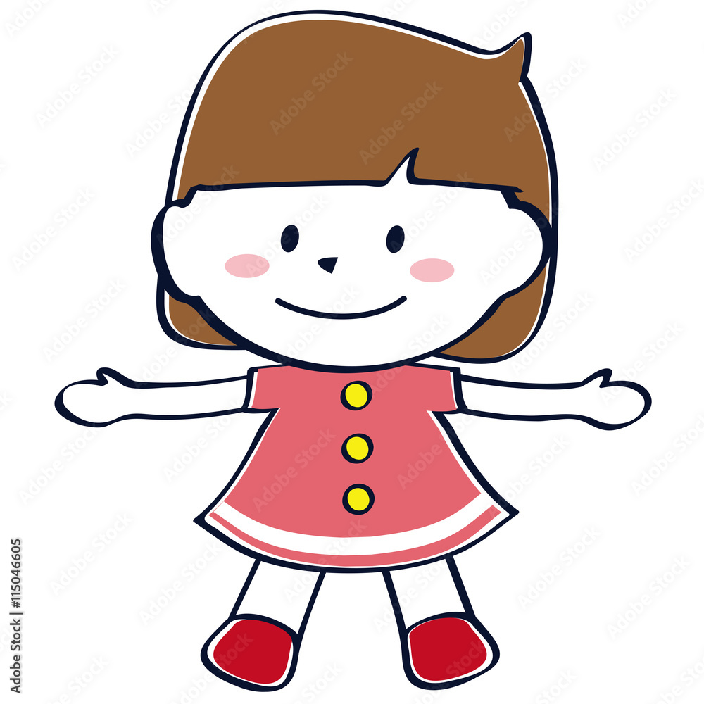 かわいい両手を広げる半袖の女の子 笑顔 全身 かわいい両手を広げる半袖の女の子 笑顔 全身
