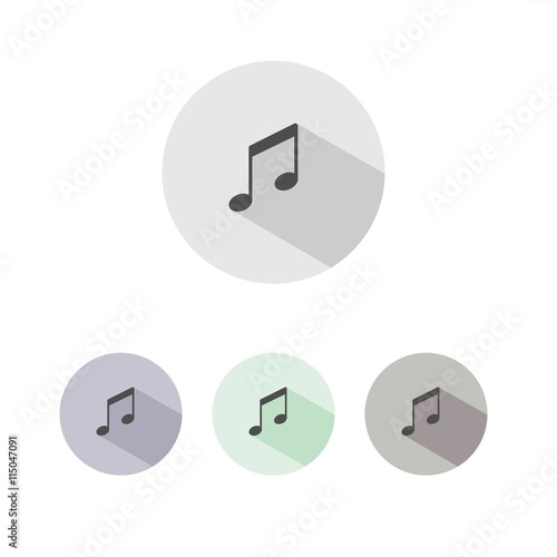 Icono de nota musical sobre fondos de colores