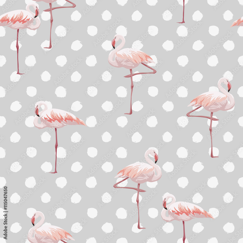 Obraz premium Pink flamingo seamless pattern