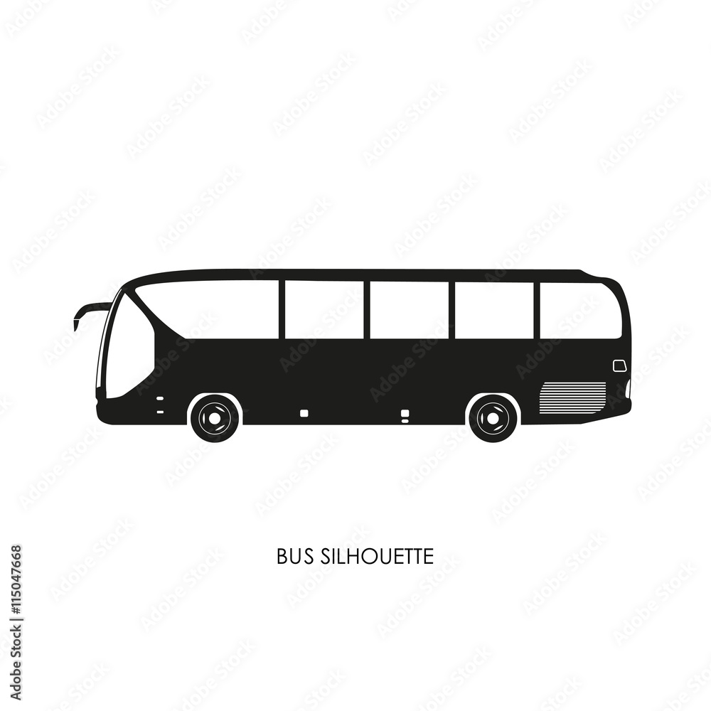 Bus black silhouette on a white background.