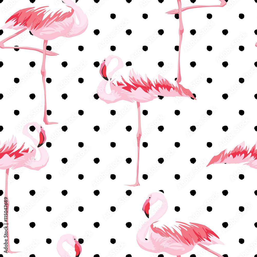 Obraz premium Pink flamingo seamless pattern