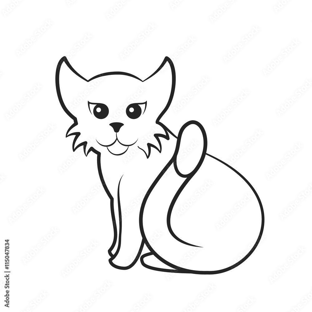 Obraz premium Ginger cat icon. Cute flat style isolated. Vector design.