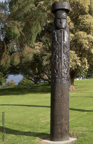 Maori carving style wood statue of Ranginui