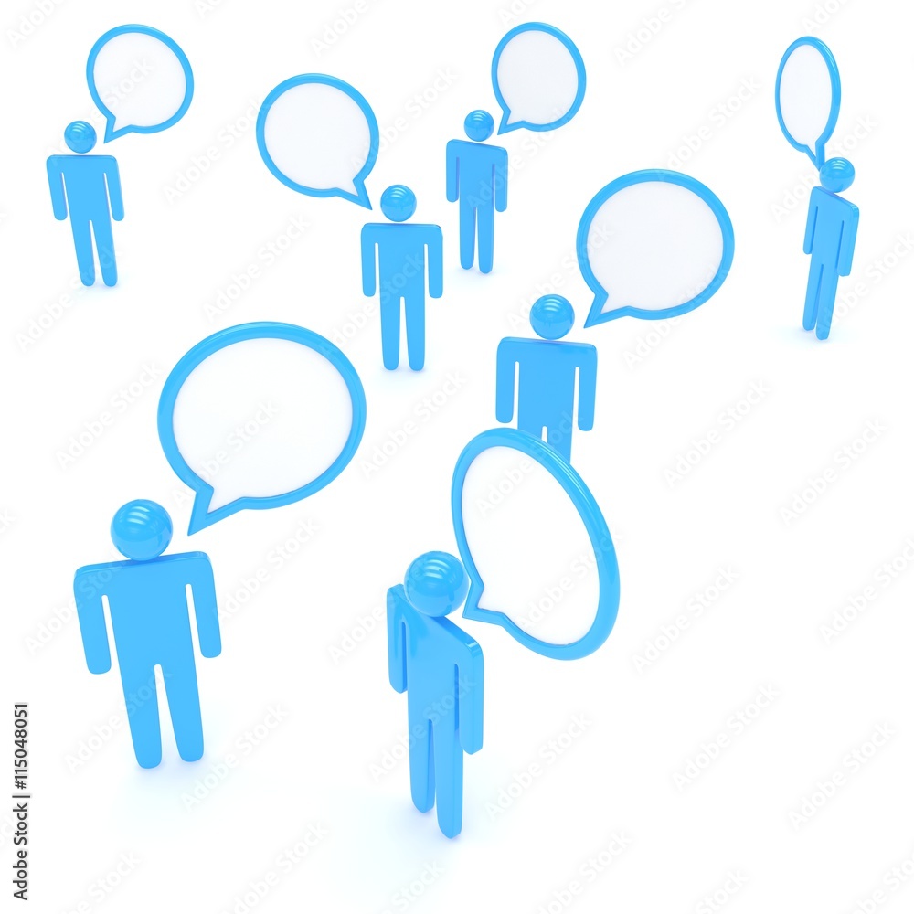 people with talk bubbles isolated over a white background. 3d rendering. people with talk bubbles isolated over a white background. 3d rendering.