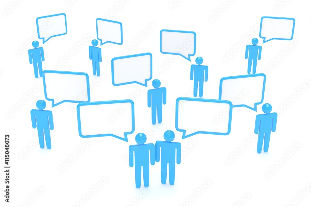 people with talk bubbles isolated over a white background. 3d rendering. people with talk bubbles isolated over a white background. 3d rendering.