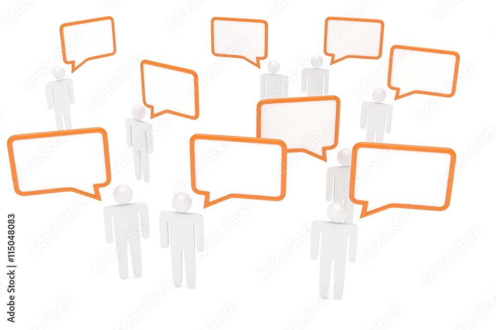people with talk bubbles isolated over a white background. 3d rendering. people with talk bubbles isolated over a white background. 3d rendering.