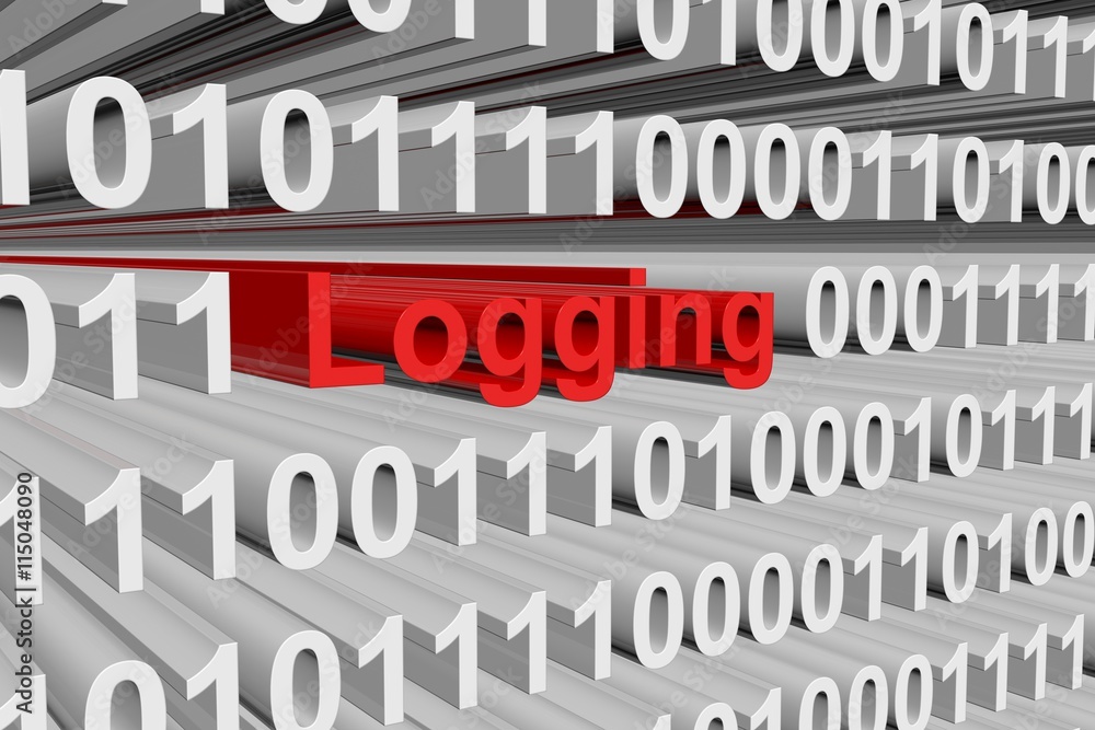 logging in the form of binary code, 3D illustration