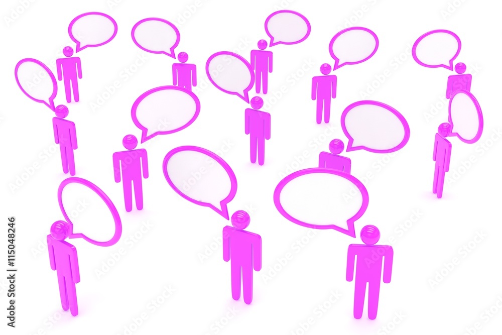 people with talk bubbles isolated over a white background. 3d rendering. people with talk bubbles isolated over a white background. 3d rendering.