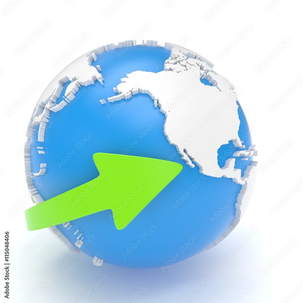 Fototapeta premium Arrow and Earth globe. 3d render