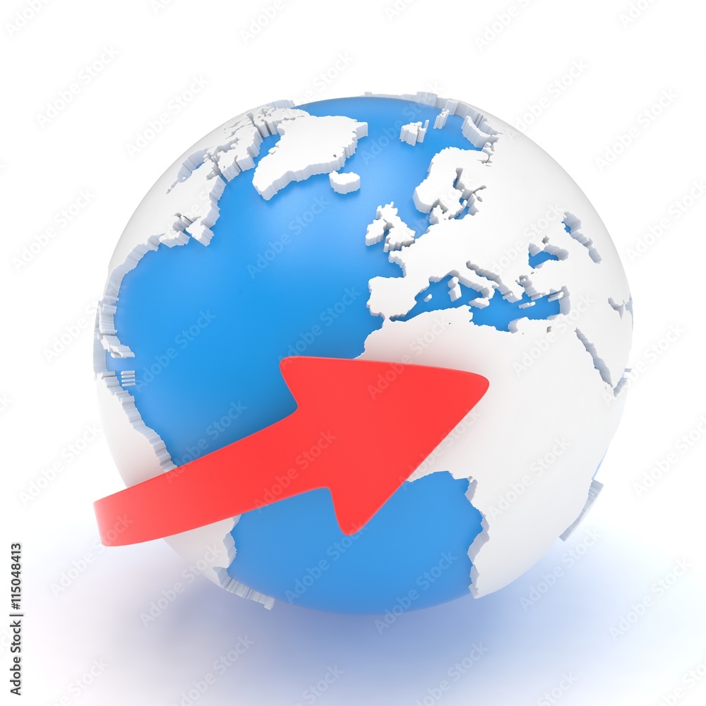 Fototapeta premium Arrow and Earth globe. 3d render