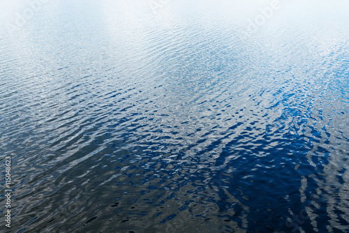 blue water with clouds reflections