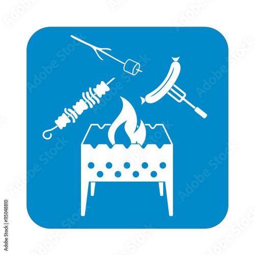 Brazier, zephyr, kebab and sausage icon. Vector illustration