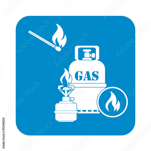 Camping stove with gas bottle icon vector. Vector illustration.