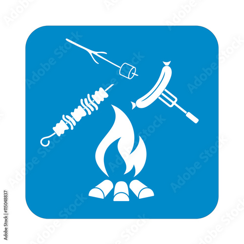 Grilled sausage, zephyr and  kebab icon. Vector illustration