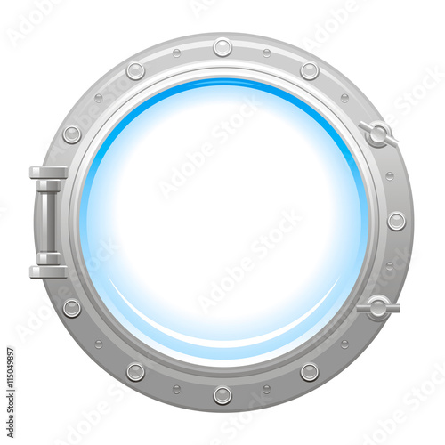 Porthole icon with silver metalic porthole and white empty glass