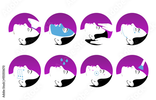A set of cosmetology icons. Medical procedures for beauty and health of face skin.