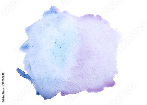 Watercolour blue blot isolated on white background