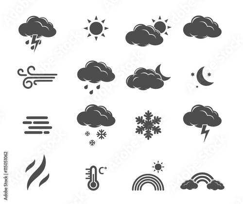Weather forecast, meteorology icon set vector