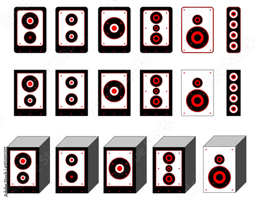 collection of audio speaker vector. surround system symbol. loudspeaker icons. outlines Woofer.