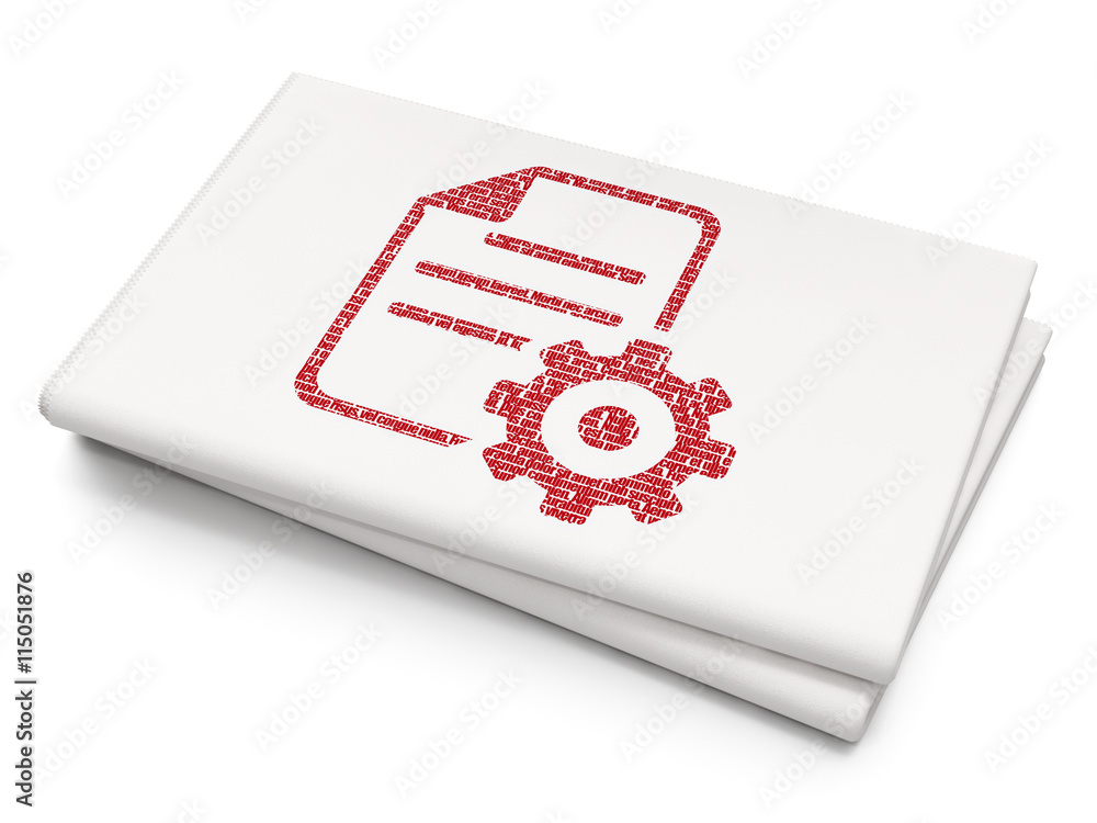 Software concept: Gear on Blank Newspaper background Software concept: Gear on Blank Newspaper background