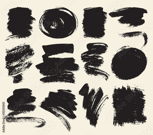 Vector set of hand drawn brush strokes and stains.
