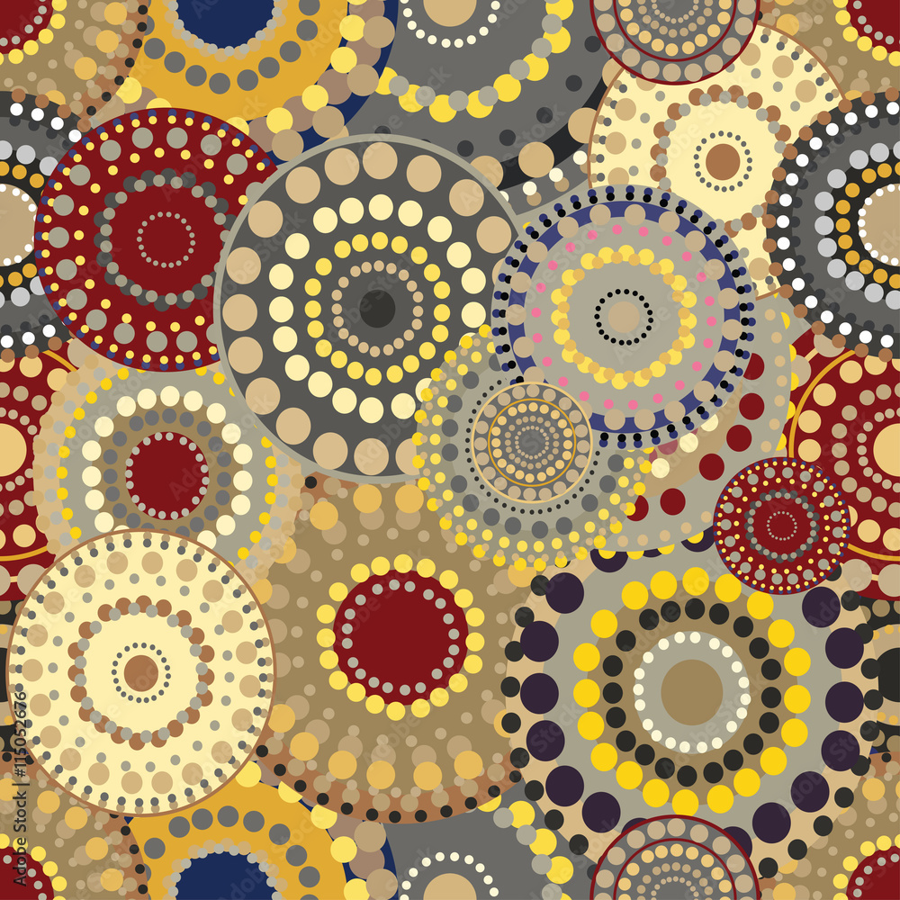 Seamless retro pattern with vivid colorful painted circles. Seamless retro pattern with vivid colorful painted circles.