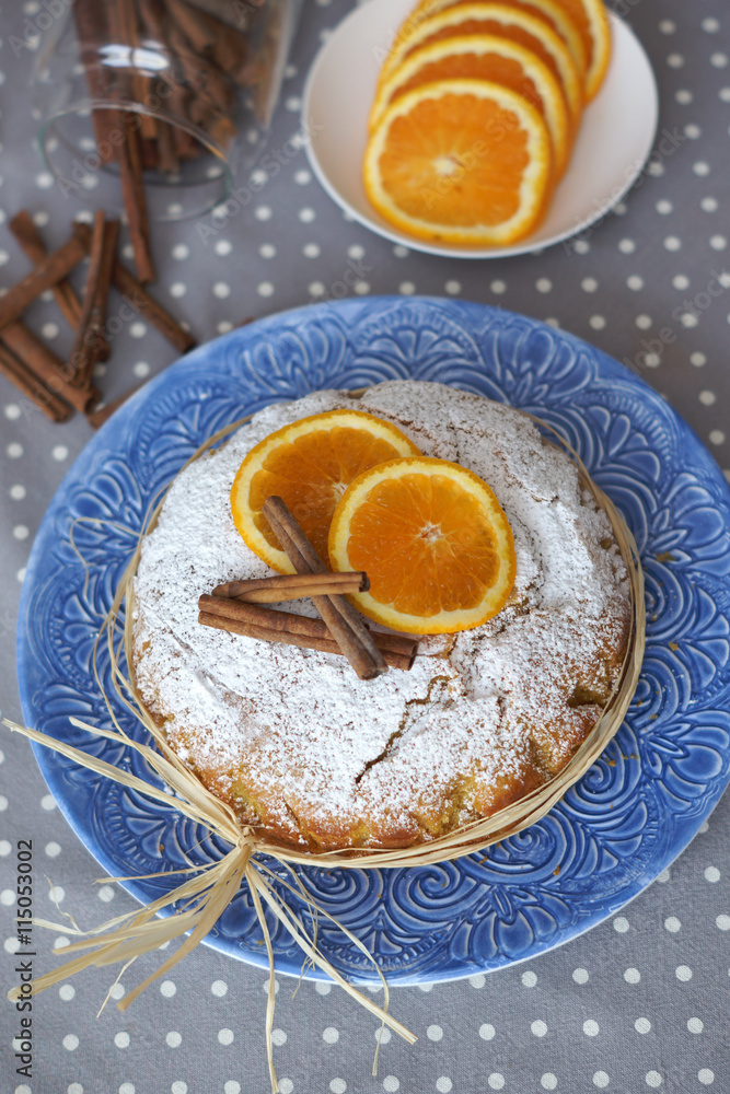 Torta morbida arancia e cannella