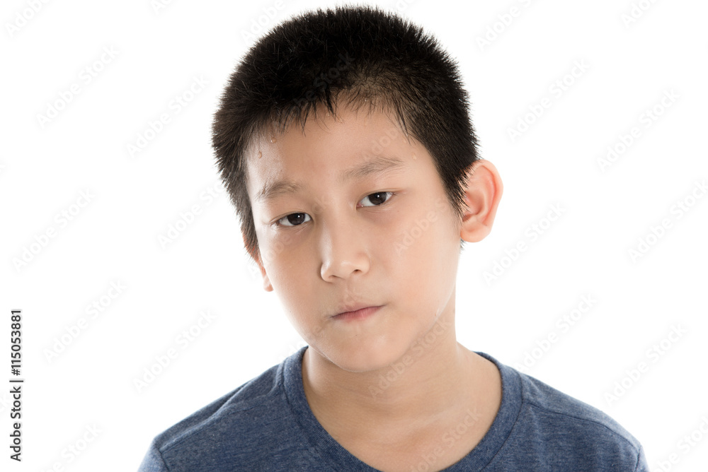 Head and Shoulders Close Up Portrait of Young Boy Wearing Blue T Head and Shoulders Close Up Portrait of Young Boy Wearing Blue T