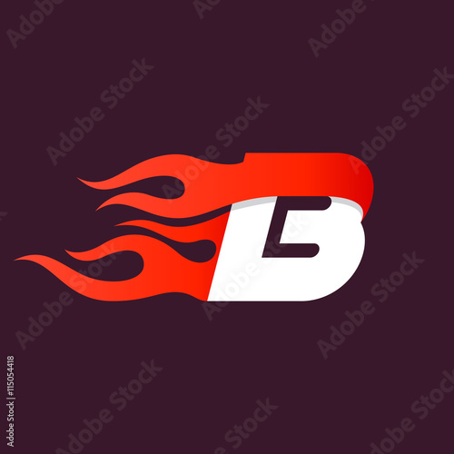 Fast fire letter B logo on dark.