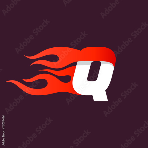 Fast fire letter Q logo on dark.