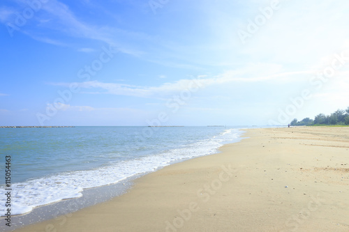 World environment day concept  Blue sky with clouds and tropical beach background.