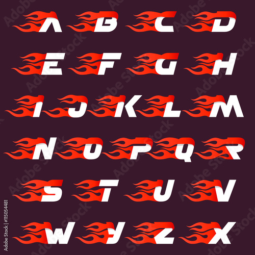 Fast fire alphabet letters logo on dark. photo