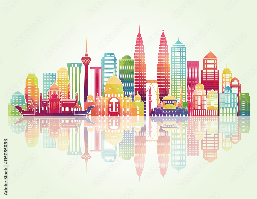 Fototapeta premium Kuala Lumpur detailed silhouette. Vector illustration