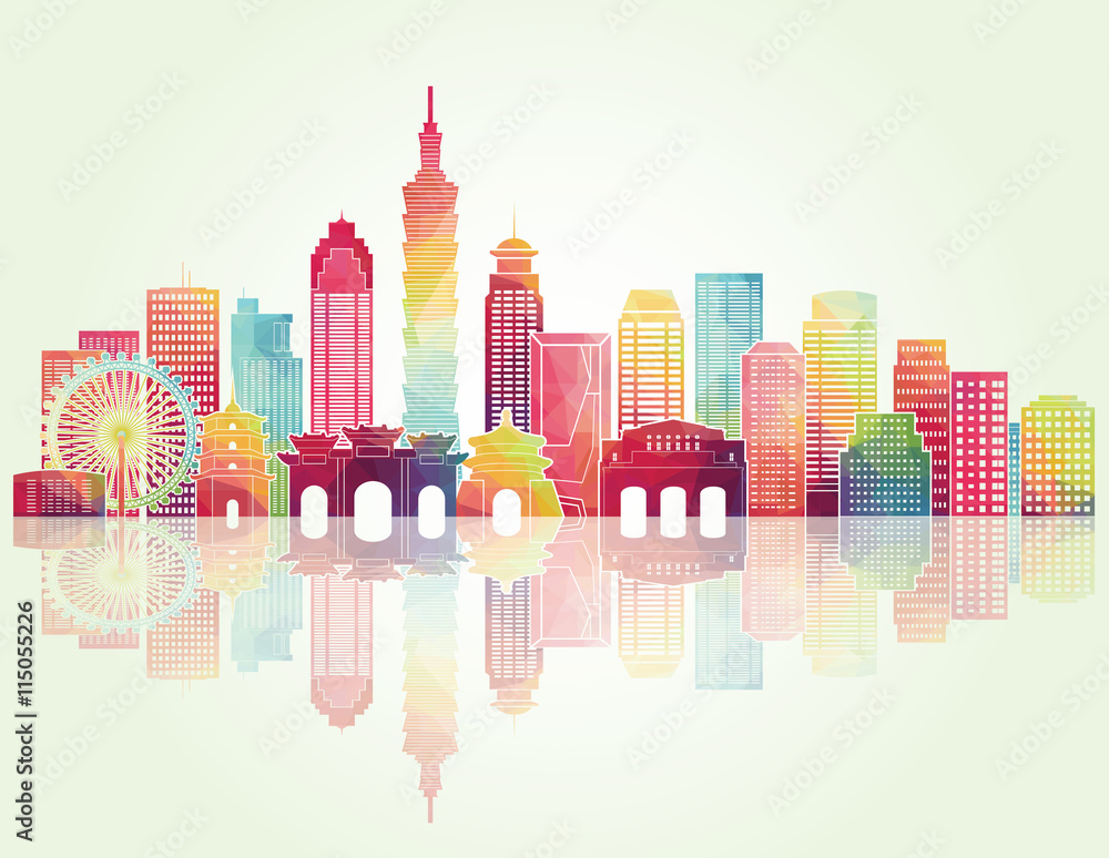 Naklejka premium Taipei detailed skyline. Vector illustration