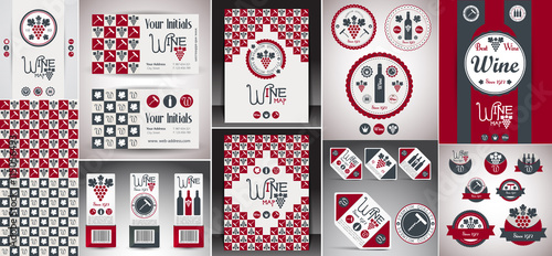 Wine Labels  badges  covers with retro vintage styled design